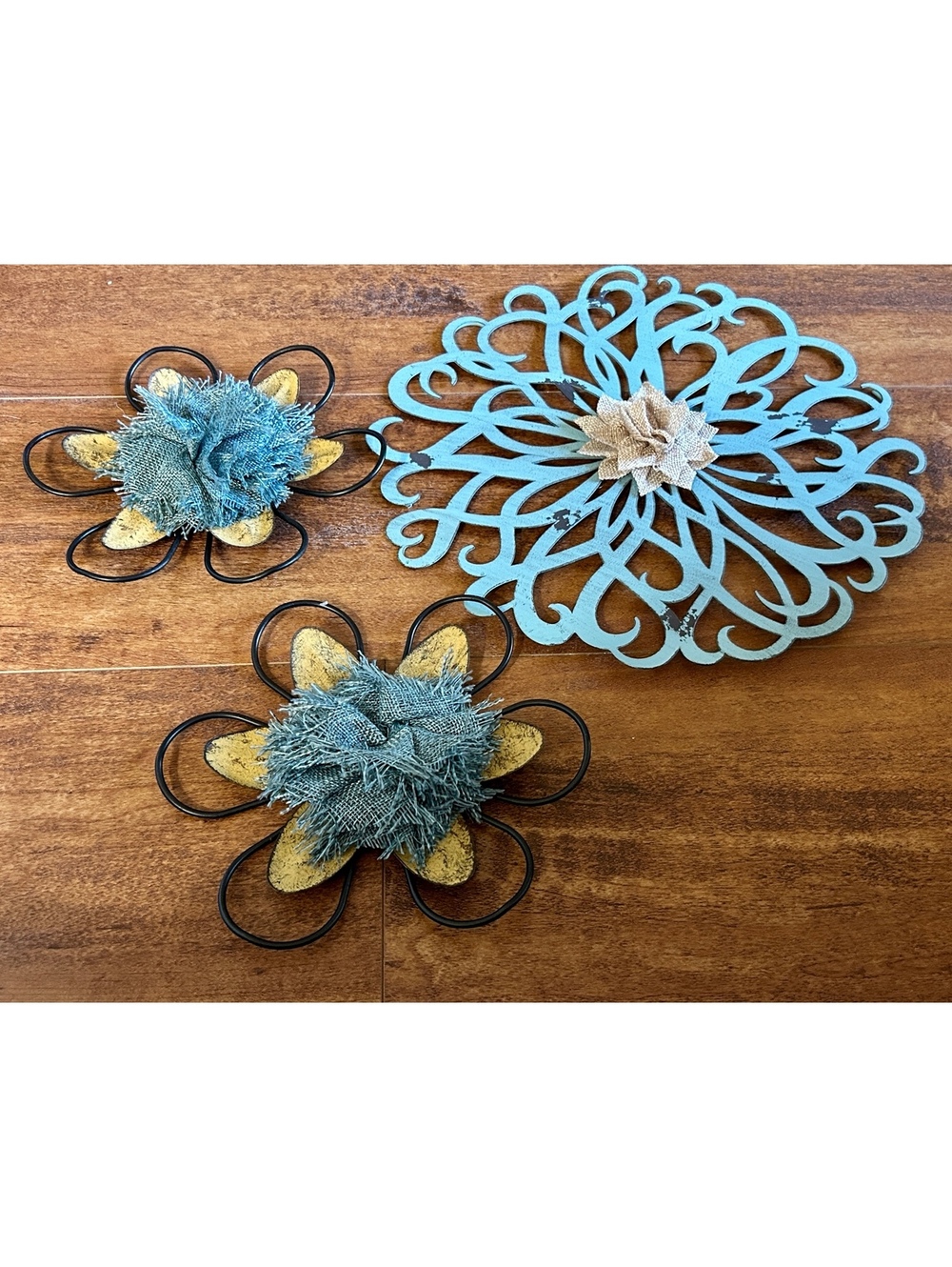 Set of 3 Handmade Decorative Floral Wall Hooks